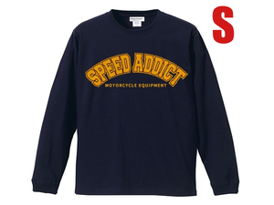 SPEED ADDICT COLLEGE LOGO L/S T-shirt NAVY S/紺ネイビーカレッジロゴchampionチャンピオンsweatスウェットパーカートレーナー古着80s90s