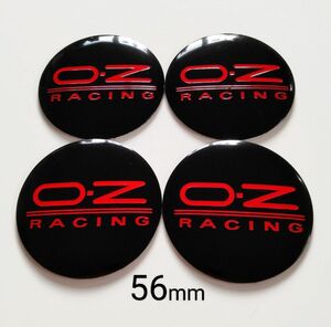 OZレーシング◆ホイールセンターキャップステッカー[黒赤]◆56mm・４枚set