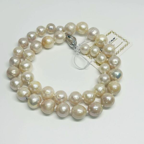 訳あり　本真珠ネックレス　エジソンパール 超大珠 8-11mm s925 jewelry necklace pearl 冠婚葬祭 ジュエリー 天然パール 南洋湖水