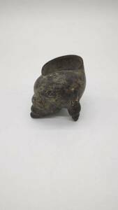 中国 古物 置物 時代物 銅器 銅製 清時代 古銅 巻き貝模様 中国古美術