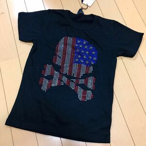 新品 アメリカン　ドクロ スカル きらきら　スタッズ 半袖Tシャツ 150