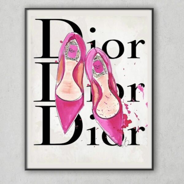 H133 アートポスター Dior ハイヒール ピンク 大人かわいい シンプル