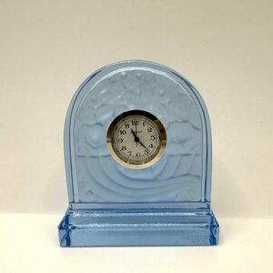 q769 未使用保管品 バカラ baccarat 置き時計 クロック クリスタルガラス フランス製 時計 インテリア ブルー系