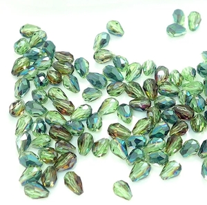  hand made accessory material Teardrop cut beads green green 5×3.10 piece 0601