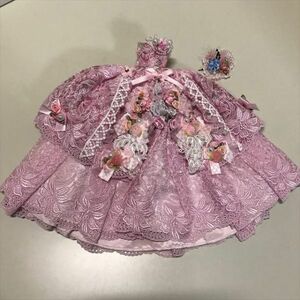 Z12347 ◆ドール衣装 ドレス ピンク 丈30cm程度 手作り品 詳細不明 ⑧