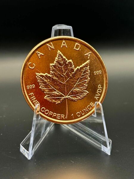 CANADA 999 FINE COPPER 1OUNCE AVDP 純銅 銅 メイプルリーフ 1常用オンス メダル