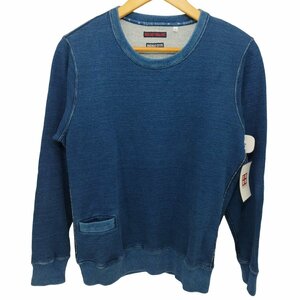 BLUE BLUE(ブルーブルー) 吊り裏毛 INDIGO DYE クルーネックスウェット 裾ポケット メ 中古 古着 0223