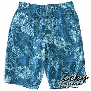  новый товар Zeky Freesual тропический leaf принт aro - шорты M синий [P25195] весна лето мужской половина Surf ba Mu da брюки summer 