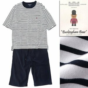 new goods Macintosh firosofi- Buckingham Bear setup pyjamas M white navy blue [J57785] men's spring summer T-shirt short pants 