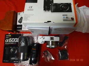 [7shot только ]SONY α6000 ILCE-6000 камера комплект оригинальная коробка, зарядное устройство * батарейка комплект, кейс ( универсальный товар )