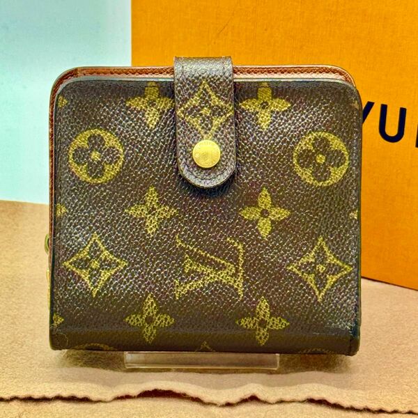 ルイヴィトン LOUIS VUITTON モノグラム ホック付き二つ折り財布 コンパクトジップ 