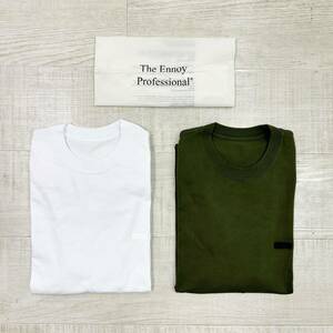 23ss 2023 定番 ENNOY エンノイ PACK T-SHIRT TEE 胸 ロゴ Tシャツ SS23BRENCT01NTL OLIVE ( オリーブ ) x 1枚 WHITE ( 白 ) x 1枚 size L