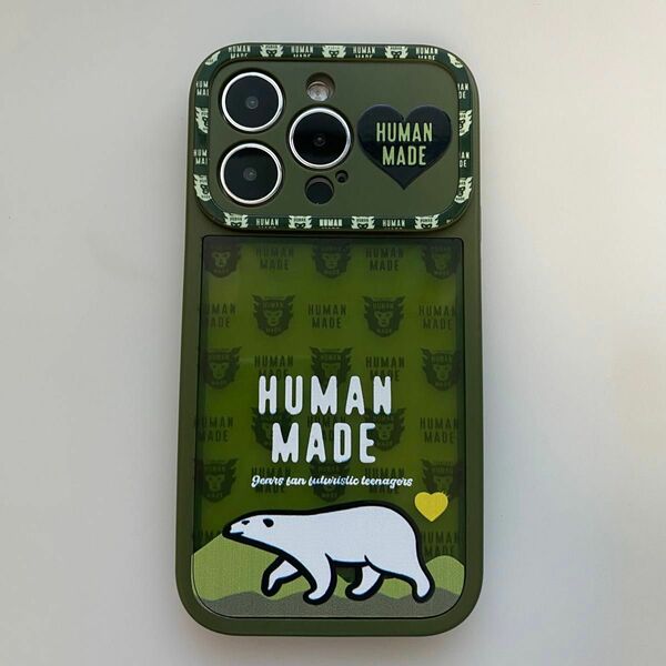 ヒューマンメードHUMAN MADE iPhone14Pro ケース　シロクマ　グリーン　白熊