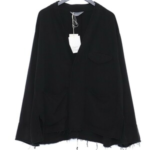 未使用 ANCELLM 24SS SILK SUEDE COLLARLESS JACKET サイズ2 BLACK ANC-SH29 アンセルム シルクスエード カラーレス ジャケット