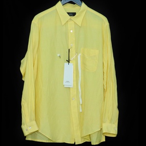 未使用 ENSOU. Ribbon Shirt Mサイズ YELLOW エンソウ ウォッシュド加工 アクセントデザイン 長袖シャツ ブラウス