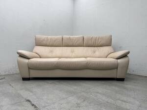 T5394☆美品☆karimoku☆カリモク☆本革☆レザー☆3人掛けソファ☆3PSOFA☆