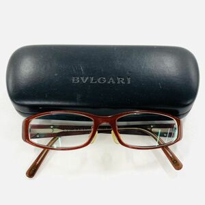 R022-Z15-334 ◎ BVLGARI ブルガリ 442 745 5116 135 眼鏡 ケース付き 度入り メガネ 小物 フレーム レッド系 アイウェア イタリア製 ②