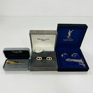 R020-5353 #* галстук булавка запонки кнопка Wedgwood Christian Dior Yves Saint-Laurent Dunhill Gold Stone 