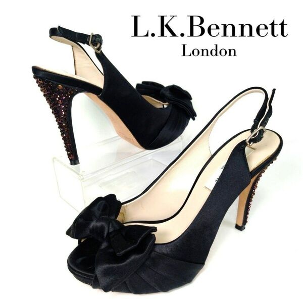L.K.Bennett キャサリン妃御用達 サテン リボン ビジュー サンダル