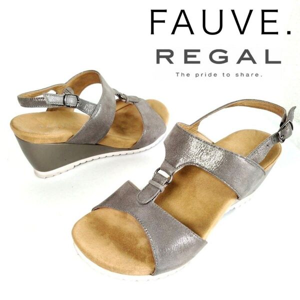 大人サンダル!REGAL FAUVE グレー ベルト サンダル 23.5cm