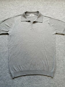 【未使用に近い】JOHN SMEDLEY ジョンスメドレー 30G シーアイランドコットン ニット スキッパー ポロシャツ SILVER シルバー