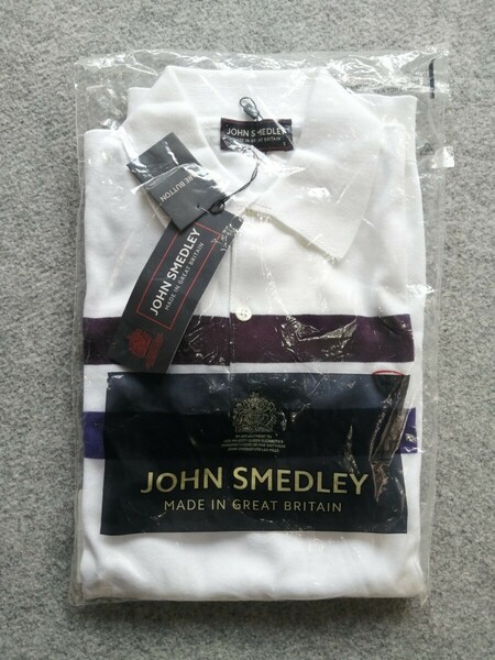 【タグ付き新品未使用】JOHN SMEDLEY ジョンスメドレー 30G シーアイランドコットン ニット ストライプ ポロシャツ スリムフィット