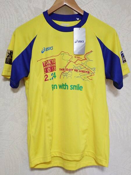 【タグ付き新品】 asics アシックス 東京マラソン2013 記念Tシャツ SS シャインイエロー 【送料無料】