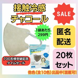 【在庫処分価格】冷感立体不織布小顔マスク　チャコール　10枚×2袋