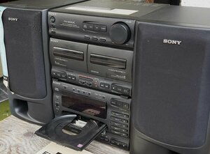 A&P SONY：FH-B30C；５連ＣＤマルチコンポ：5連奏CD修理済：カセット（不動）；SP付（現状渡）