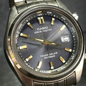 CASIO カシオ WAVE CEPTOR ウェーブセプター WVQ-110TDJ-8A アナログ タフソーラー 腕時計 ブラック チタニウム カレンダー メタルバンド