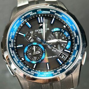 美品 CASIO カシオ OCEANUS オシアナス マンタ 腕時計 OCW-S1400-1A 電波ソーラー タフソーラー チタン マルチバンド6 ブルー 動作確認済み