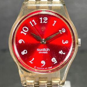 SWATCH Swatch LK249 наручные часы аналог кварц 3 стрелки красный циферблат кожаный ремень каркас раунд новый товар батарейка заменена рабочее состояние подтверждено 