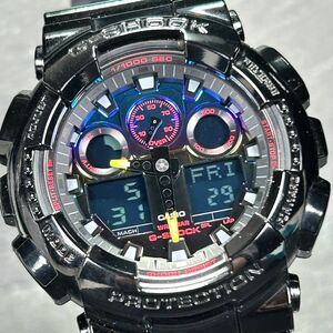 美品 CASIO カシオ G-SHOCK ジーショック ヴァーチャル レインボー GA-100RGB-1A 腕時計 クオーツ アナログ 多機能 メンズ 動作確認済み