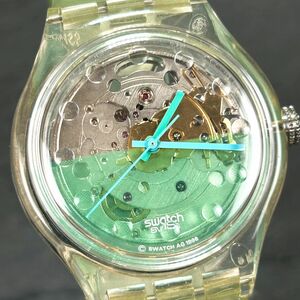 美品 SWATCH スウォッチ AUTOMATIC オートマチック AG1996 腕時計 メカニカル 自動巻き アナログ スケルトン クリアケース 動作確認済み