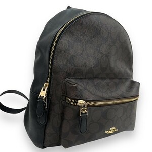 COACH Coach back bag rucksack signature fashion medium Charlie backpack Brown F32200 PVC leather 