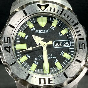 日本未発売 超美品 SEIKO セイコー ブラックモンスター 自動巻き diver 200m 機械式 腕時計 SKX779K3 ダイバーズウオッチ 動作確認済み