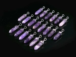 yu. pack shipping * natural stone amethyst hexagon pillar pendant top 20 point set purple crystal . summarize charm accessory parts @@Nh12