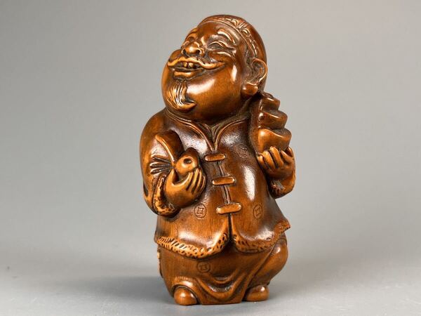 古美術 根付 黄楊木 手彫り 置物 時代物 開運 美品 中国美術 唐物 希少