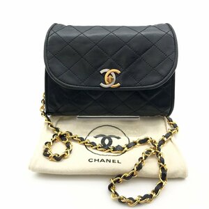 1円 良品 CHANEL シャネル ミニ マトラッセ パリ限定 コンビ レザー ショルダー バッグ ブラック a3943