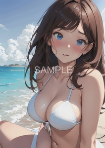 【一点物】 AI美女イラスト 高画質 ポスター グラビア A4光沢厚手写真用紙　匿名配送 かわいい 美人 美少女 美女 セクシー 491