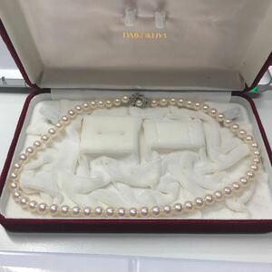 アコヤ真珠 パールネックレス 6.5-7.0mm珠 留具SV 宝石鑑別書付き サイズ約40cm 中古現状品