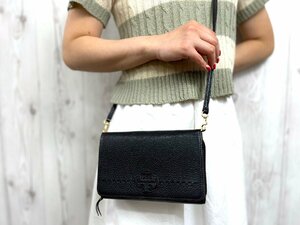 極美品 Tory Burch トリーバーチ ショルダーバッグ クラッチバッグ チェーンウォレット お財布ショルダー バッグ レザー 黒 2WAY 72174