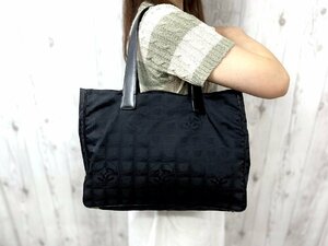 極美品 CHANEL シャネル ニュートラベルライン トートバッグ ハンドバッグ バッグ ナイロン×レザー 黒 72213