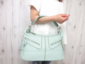  ultimate beautiful goods TOD'S Tod's handbag shoulder bag bag leather light blue 72114Y