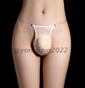 105-184-5 men's transparent clear belt ....U convex shorts T-back [ beige,F size ] man . ultra underwear Brief bikini bread tiero.3