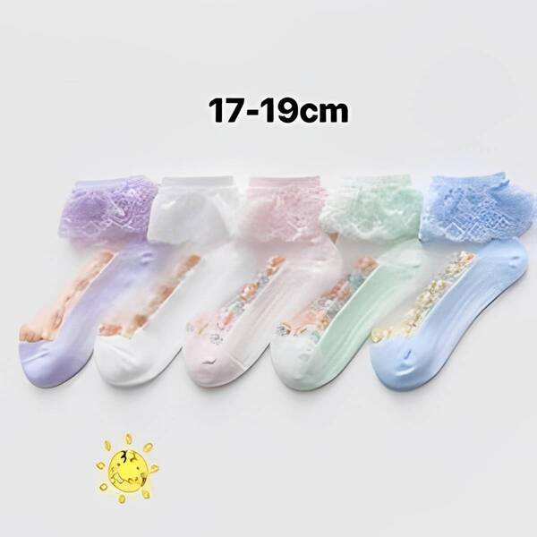 0551L 子供靴下 キッズ シースルーソックス 超薄 メッシュ 女の子 3足