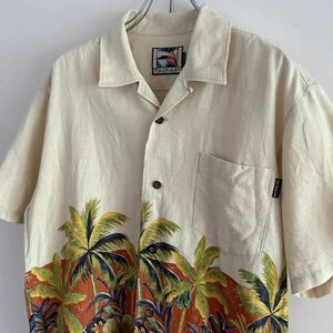 90s PAIKAJI 沖縄 ループカラーシャツ ハワイアンシャツ アロハシャツ L オープンカラー 開襟 ボタニカル 古着 大きめ