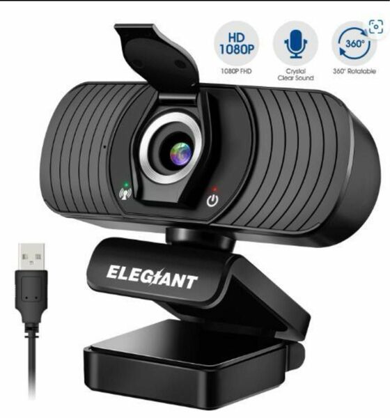 elegiant ウェブカメラ　1080P HD　マイクとプライベートカバー付き