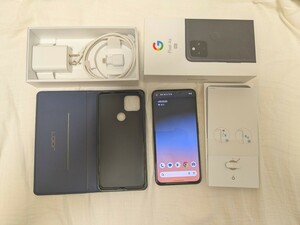 【SIMロック解除済、ケース付、画面フィルム貼付】Pixel 4a （5G） 6.2インチ メモリー6GB ストレージ128GB Just Black ソフトバンク 