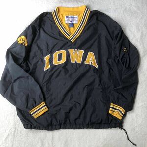 champion nylon pull over nylon jacket V neck XL jacket NFL IOWA college nylon pull over 90s